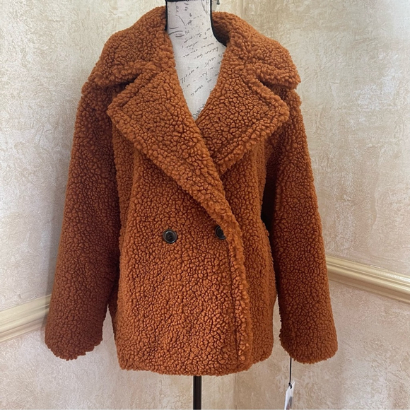 UGG Gertrude Short Teddy Coat in Chestnut Brown Sz Large Soft and cozy - Picture 5 of 13